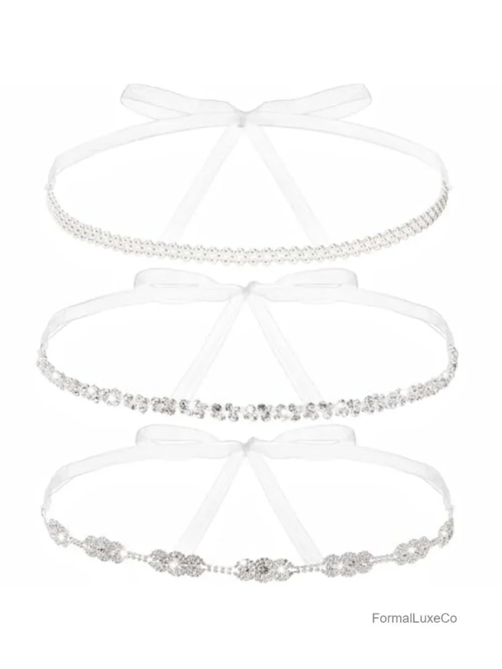3 Pack Rhinestone Bridal Belts with Crystal Sash Pearl Wedding Belt